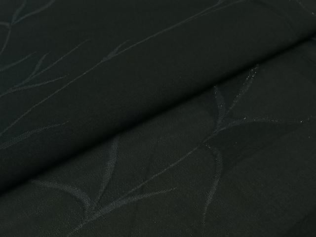 平和屋着物▽羽織　スリーシーズン　春夏秋　塵除け　草葉文　黒地　正絹　逸品　AABJ9736jh