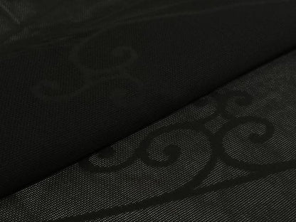 平和屋着物▽羽織　スリーシーズン　春夏秋　塵除け　唐草文　黒地　正絹　逸品　AABJ9738jh