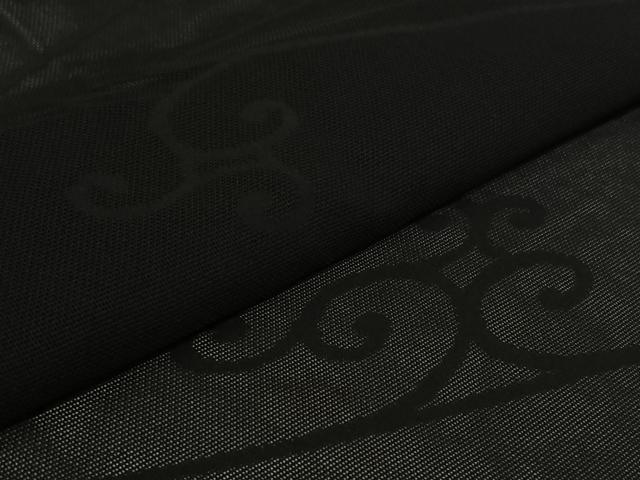 平和屋着物▽羽織　スリーシーズン　春夏秋　塵除け　唐草文　黒地　正絹　逸品　AABJ9738jh