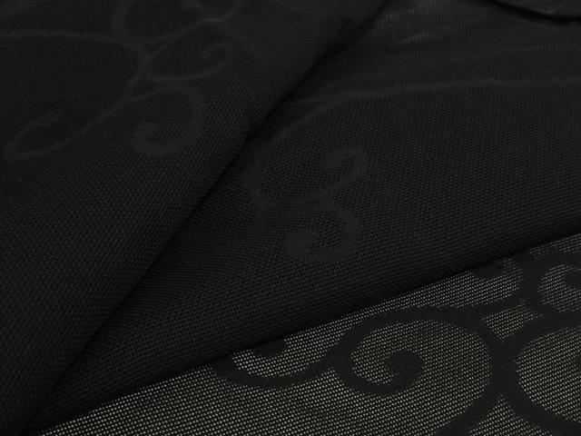 平和屋着物▽羽織　スリーシーズン　春夏秋　塵除け　唐草文　黒地　正絹　逸品　AABJ9738jh