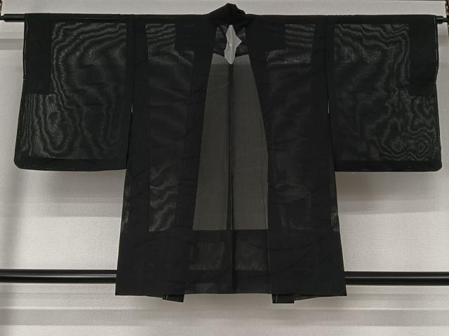 平和屋着物▽羽織　スリーシーズン　春夏秋　塵除け　露芝文　黒地　正絹　逸品　未使用　AABJ9740jh