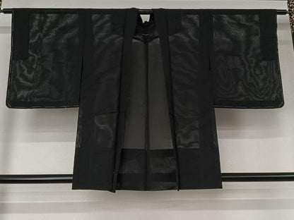 平和屋着物▽羽織　スリーシーズン　春夏秋　塵除け　露芝文　黒地　正絹　逸品　未使用　AABJ9740jh