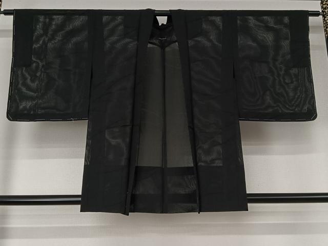 平和屋着物▽羽織　スリーシーズン　春夏秋　塵除け　露芝文　黒地　正絹　逸品　未使用　AABJ9740jh