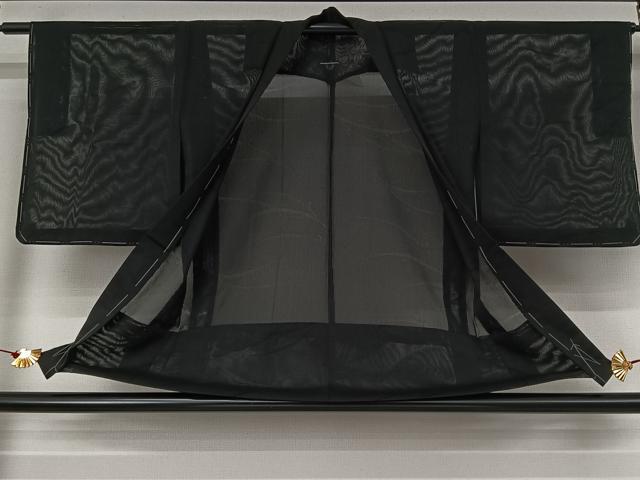 平和屋着物▽羽織　スリーシーズン　春夏秋　塵除け　露芝文　黒地　正絹　逸品　未使用　AABJ9740jh