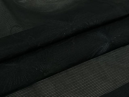 平和屋着物▽羽織　スリーシーズン　春夏秋　塵除け　草花文　黒地　洗える着物　AABJ9741jh