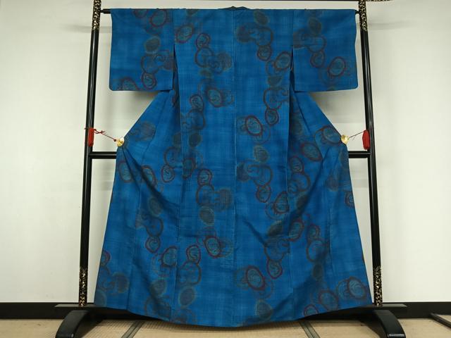 平和屋着物▽上質な紬　単衣　光琳菊　正絹　逸品　AABJ9744jh