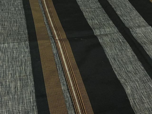 平和屋着物▽上質な紬　単衣　縞　正絹　逸品　AABJ9750jh