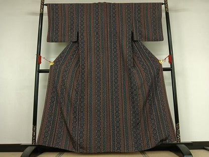 平和屋着物▽上質な小紋　単衣　手描き　花間道　正絹　逸品　AABJ9753jh