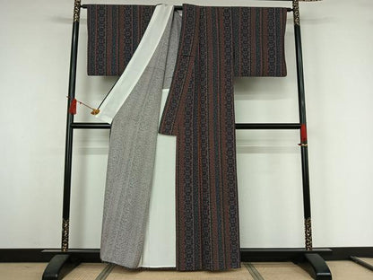 平和屋着物▽上質な小紋　単衣　手描き　花間道　正絹　逸品　AABJ9753jh
