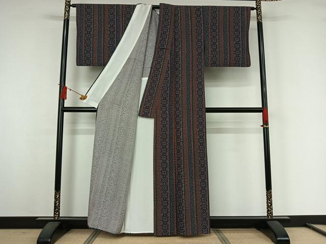 平和屋着物▽上質な小紋　単衣　手描き　花間道　正絹　逸品　AABJ9753jh
