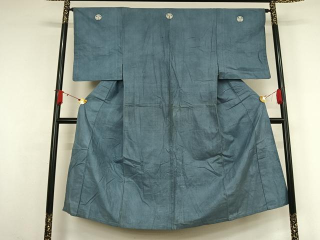 平和屋着物▽男性　色紋付　単衣　勿忘草色　AABJ9755jh