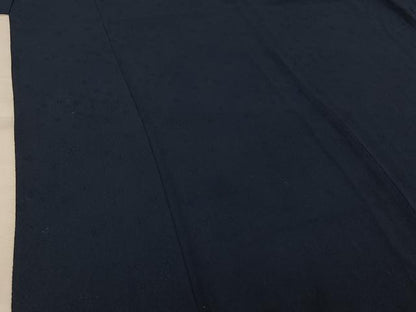 平和屋着物▽大正の浮世絵師　竹久夢二　夢二ロマン　色無地　単衣　舞花地紋　濃紺色　正絹　逸品　AABJ9757jh