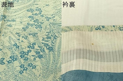 平和屋着物▽上質な小紋　単衣　草花文　正絹　逸品　AABJ9758jh