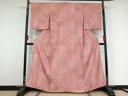 平和屋着物▽上質な小紋　単衣　霞文　暈し染め　正絹　逸品　AABJ9759jh