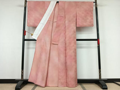 平和屋着物▽上質な小紋　単衣　霞文　暈し染め　正絹　逸品　AABJ9759jh