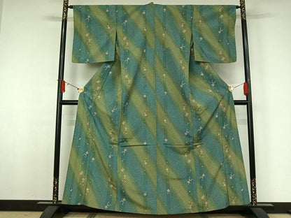 平和屋着物▽小紋　単衣　花間道　暈し染め　洗える着物　AABJ9765jh