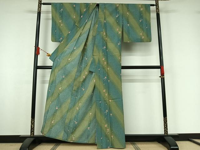 平和屋着物▽小紋　単衣　花間道　暈し染め　洗える着物　AABJ9765jh