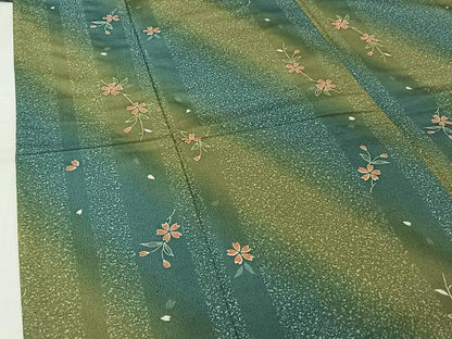 平和屋着物▽小紋　単衣　花間道　暈し染め　洗える着物　AABJ9765jh