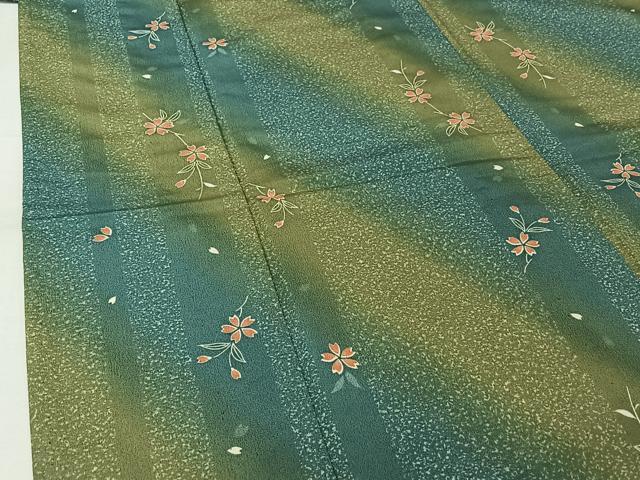 平和屋着物▽小紋　単衣　花間道　暈し染め　洗える着物　AABJ9765jh