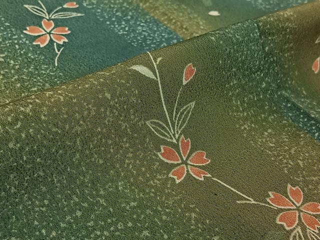 平和屋着物▽小紋　単衣　花間道　暈し染め　洗える着物　AABJ9765jh