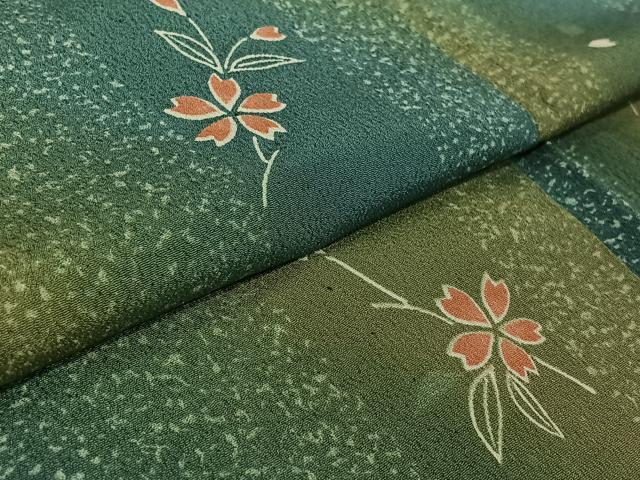 平和屋着物▽小紋　単衣　花間道　暈し染め　洗える着物　AABJ9765jh
