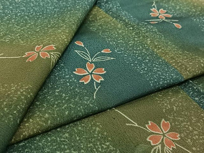 平和屋着物▽小紋　単衣　花間道　暈し染め　洗える着物　AABJ9765jh