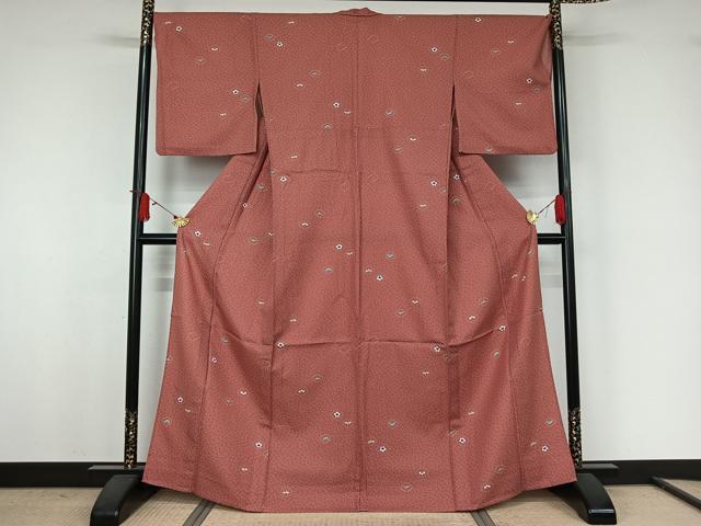 平和屋着物▽小紋　単衣　松竹梅　洗える着物　AABJ9766jh