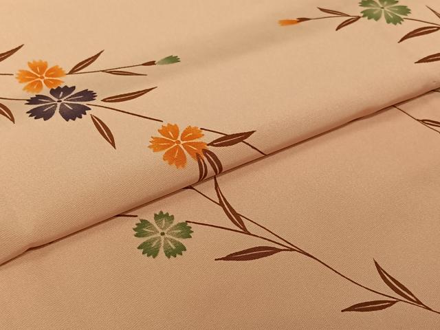 平和屋着物▽小紋　単衣　草花文　洗える着物　AABJ9767jh