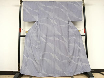 平和屋着物▽小紋　単衣　幾何学文様　洗える着物　AABJ9771jh