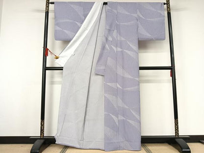 平和屋着物▽小紋　単衣　幾何学文様　洗える着物　AABJ9771jh