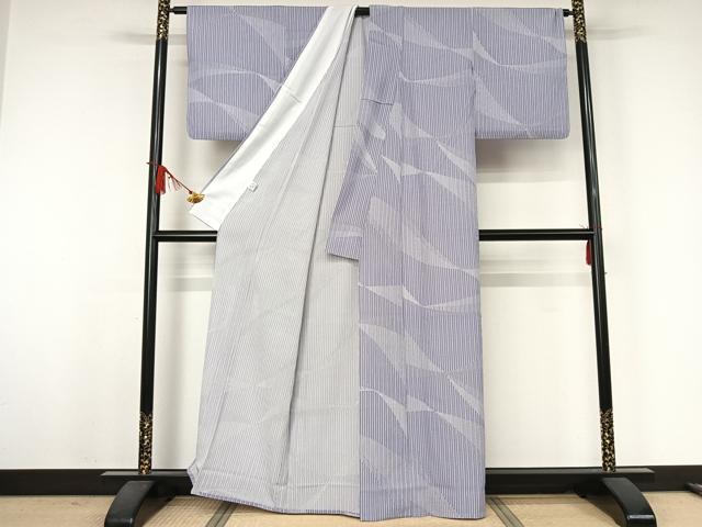 平和屋着物▽小紋　単衣　幾何学文様　洗える着物　AABJ9771jh