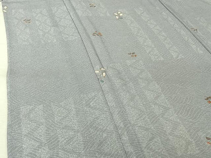平和屋着物▽小紋　単衣　草花文　洗える着物　AABJ9773jh