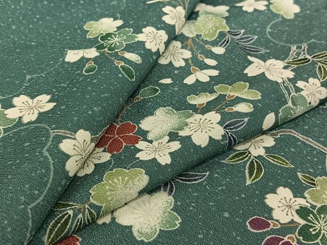 平和屋着物▽小紋　単衣　枝花文　洗える着物　AABJ9777jh