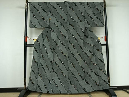 平和屋着物▽小紋　単衣　宝尽くし花文　洗える着物　AABJ9778jh