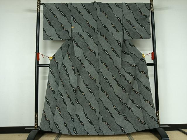 平和屋着物▽小紋　単衣　宝尽くし花文　洗える着物　AABJ9778jh
