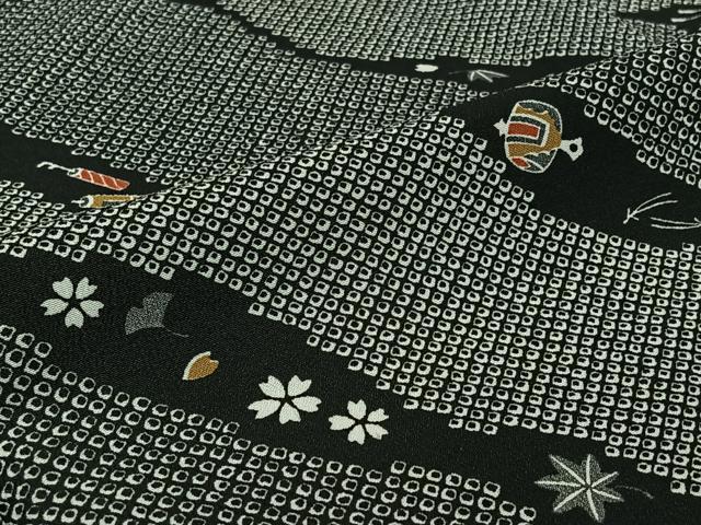 平和屋着物▽小紋　単衣　宝尽くし花文　洗える着物　AABJ9778jh