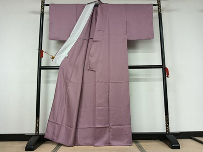平和屋着物▽無地絵羽訪問着　単衣　枝花地紋　薄葡萄色　さんび謹製　洗える着物　AABJ9779jh