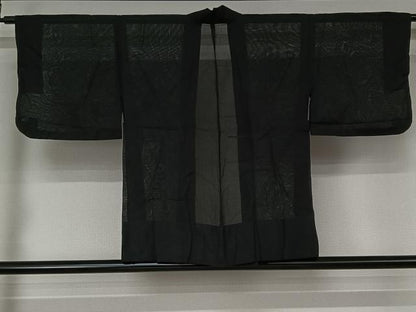 平和屋着物▽羽織　スリーシーズン　春夏秋　塵除け　黒地　正絹　逸品　AABJ9780jh