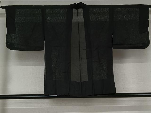 平和屋着物▽羽織　スリーシーズン　春夏秋　塵除け　黒地　正絹　逸品　AABJ9780jh