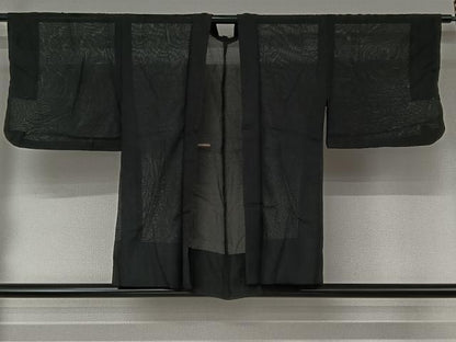 平和屋着物▽羽織　スリーシーズン　春夏秋　塵除け　黒地　正絹　逸品　AABJ9780jh