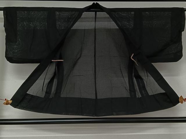 平和屋着物▽羽織　スリーシーズン　春夏秋　塵除け　黒地　正絹　逸品　AABJ9780jh