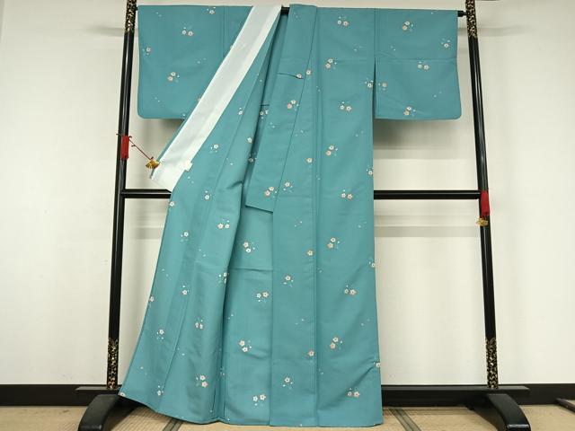 平和屋着物▽小紋　単衣　草花文　洗える着物　AABJ9782jh