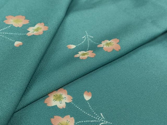 平和屋着物▽小紋　単衣　草花文　洗える着物　AABJ9782jh