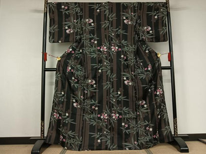 平和屋着物▽小紋　単衣　枝梅文　洗える着物　AABJ9783jh