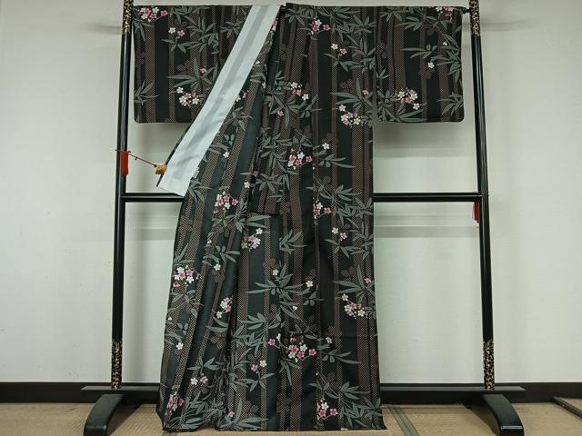 平和屋着物▽小紋　単衣　枝梅文　洗える着物　AABJ9783jh