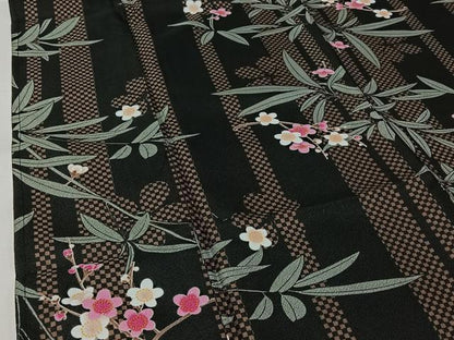 平和屋着物▽小紋　単衣　枝梅文　洗える着物　AABJ9783jh