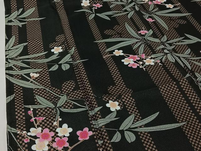 平和屋着物▽小紋　単衣　枝梅文　洗える着物　AABJ9783jh