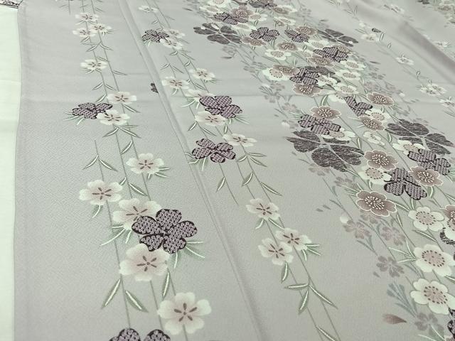 平和屋着物▽小紋　単衣　草花文　洗える着物　AABJ9785jh