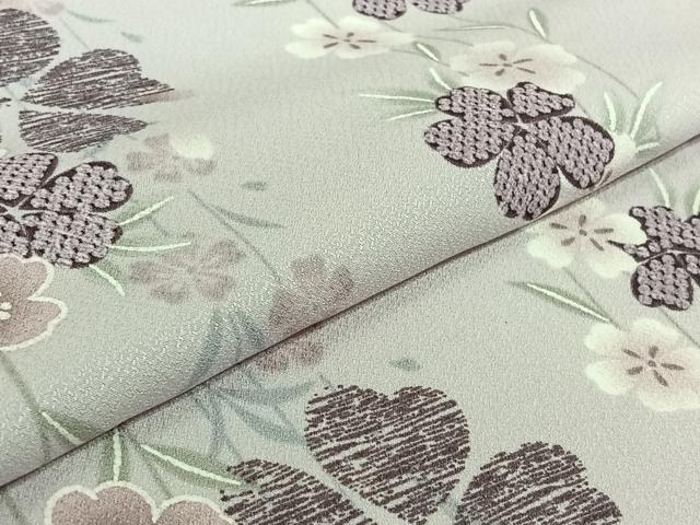平和屋着物▽小紋　単衣　草花文　洗える着物　AABJ9785jh