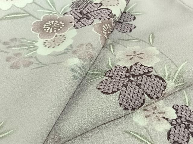 平和屋着物▽小紋　単衣　草花文　洗える着物　AABJ9785jh